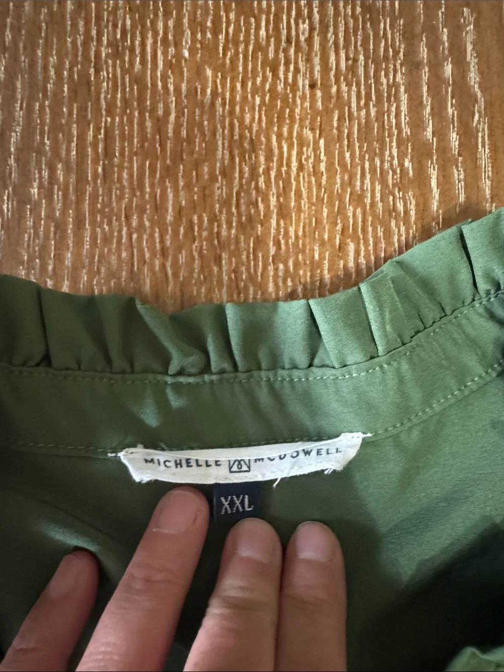 Women’s Olive Green Ruffle Button-Front Dress - Picture 2 of 3
